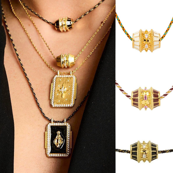 Necklace Copper Geometric Electroplating 18K Gold Color Preservation