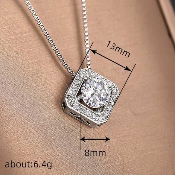 Necklace Copper Geometric Electroplating Mixed Gem Inlay Women's Box Chain