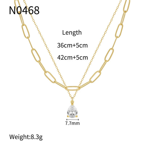 Necklace Copper Geometric Electroplating Women's Light Luxury Minimalist Stacked Multi Layer Water Drop Clavicle Chain