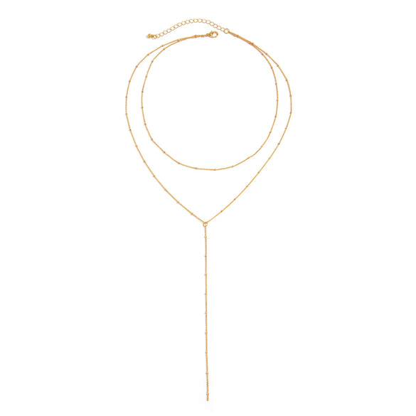 Necklace Copper Geometric Electroplating Y Shape Imitation Pearl Tassel Sexy