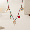 Necklace Copper Geometric Letters Numbers Text Oil Dripping Retro Style