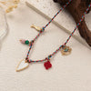 Necklace Copper Geometric Letters Numbers Text Oil Dripping Retro Style