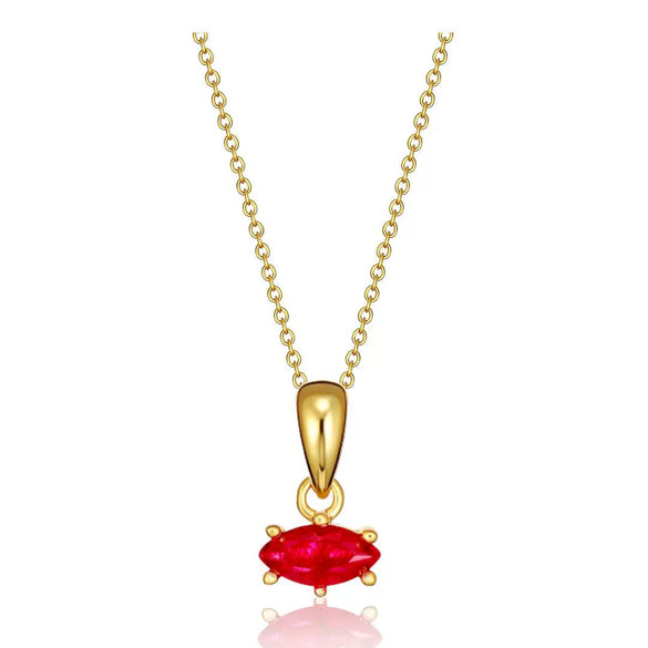 Necklace Copper Geometric Marquise Pendant Electroplating Ochain Twelve Birthstone