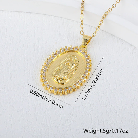 Necklace Copper Geometric Micro Inlay Gold Plated Pendant Lip Chain