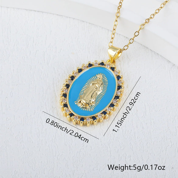 Necklace Copper Geometric Micro Inlay Gold Plated Pendant Lip Chain