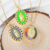 Necklace Copper Geometric Micro Inlay Gold Plated Pendant Lip Chain