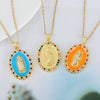 Necklace Copper Geometric Micro Inlay Gold Plated Pendant Lip Chain