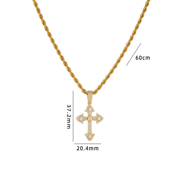 Necklace Copper Geometric Mixed Gem Inlay Electroplating Twist Chain