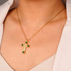 Necklace Copper Geometric Mixed Gemstone Setting Electroplated Titanium Steel