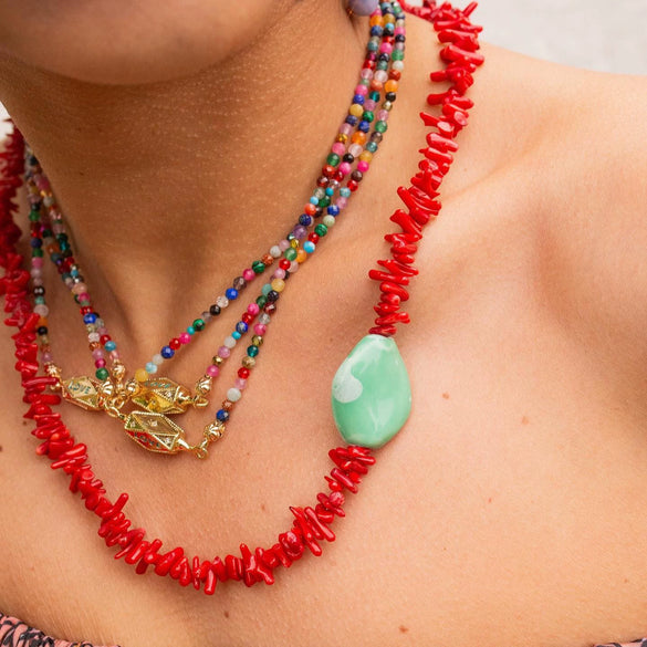 Necklace Copper Geometric Rhombus Electroplating Colorful Beads Diamondencrusted Tarot Cards Fashion