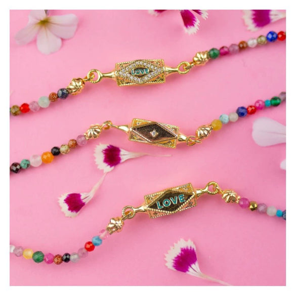 Necklace Copper Geometric Rhombus Electroplating Colorful Beads Diamondencrusted Tarot Cards Fashion