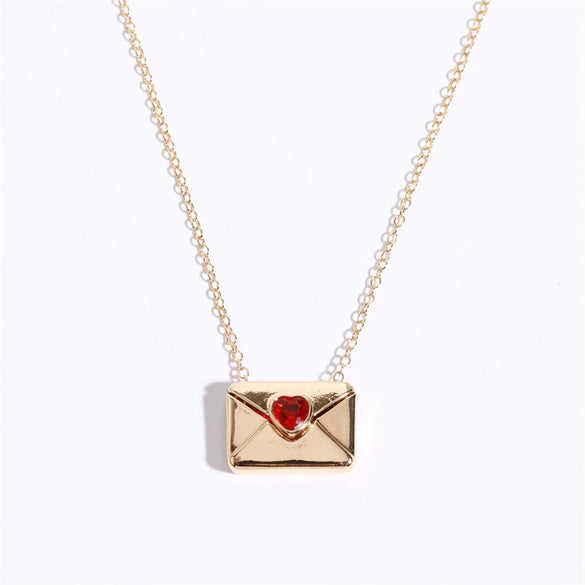 Necklace Copper Geometric Style Ochain Electroplating Love Envelope Box With I Love You Motto