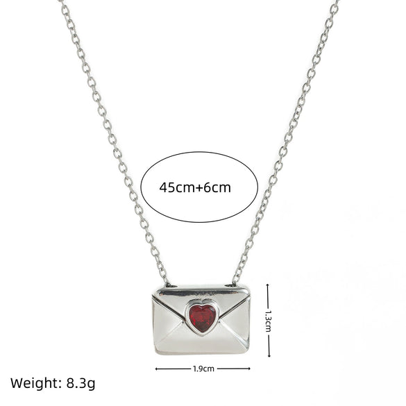 Necklace Copper Geometric Style Ochain Electroplating Love Envelope Box With I Love You Motto