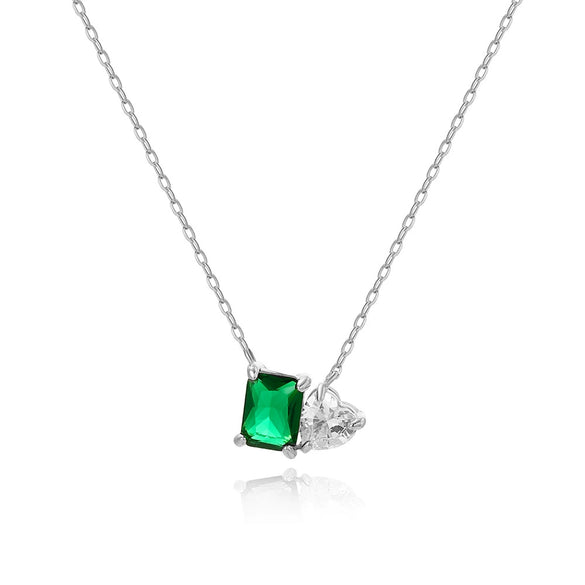 Necklace Copper Geometric Zirconia O Word Chain