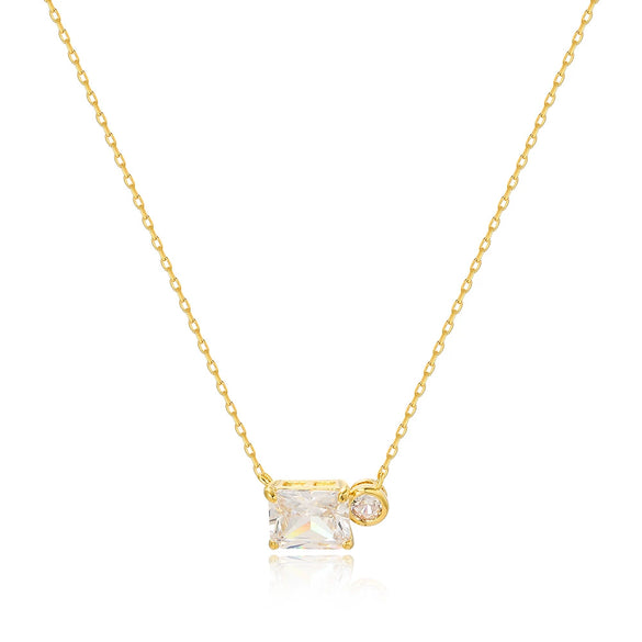 Necklace Copper Geometric Zirconia O Word Chain