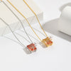 Necklace Copper Geometric Zirconia O Word Chain