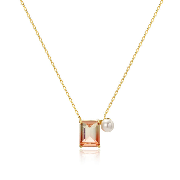 Necklace Copper Geometric Zirconia O Word Chain