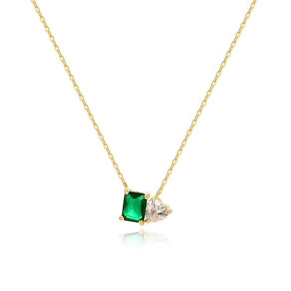 Necklace Copper Geometric Zirconia O Word Chain