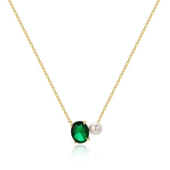 Necklace Copper Geometric Zirconia O Word Chain