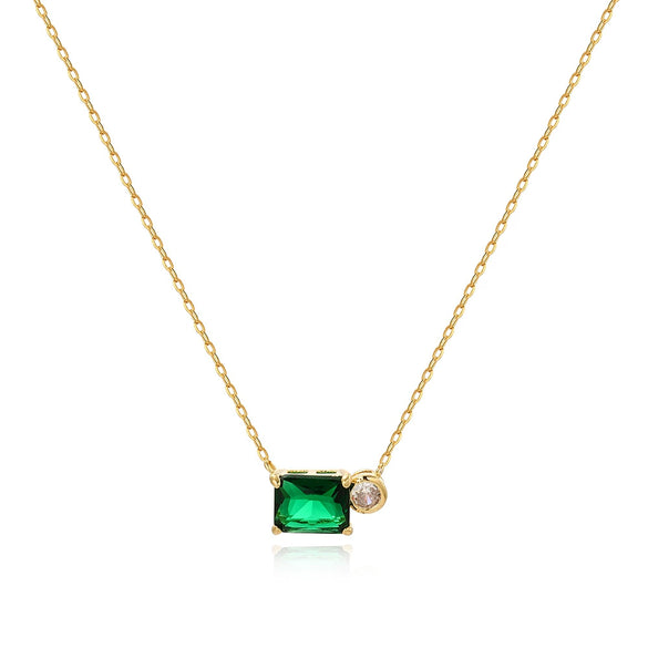 Necklace Copper Geometric Zirconia O Word Chain
