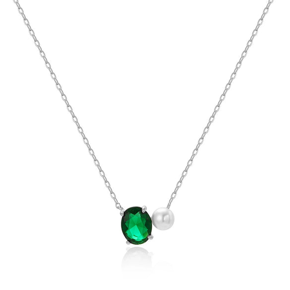Necklace Copper Geometric Zirconia O Word Chain