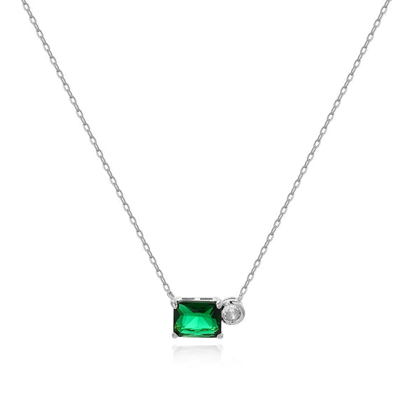 Necklace Copper Geometric Zirconia O Word Chain
