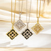 Necklace Copper Goldplated Flower Fourleaf Clover Rhombus Simple Versatile Women's O Word Chain Jewelry
