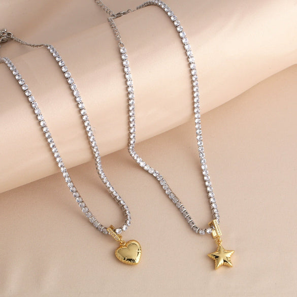 Necklace Copper Heart Shape Gold Plated Electroplating Design
