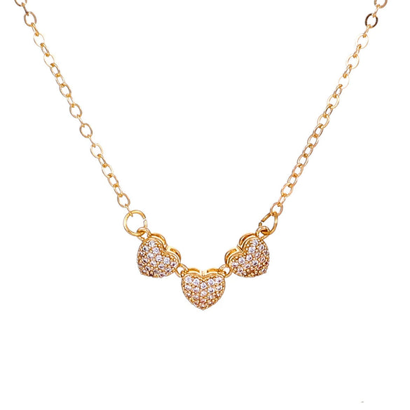 Necklace Copper Heart Shape With Diamonds Ins Style Light Luxury Niche Design For Women
