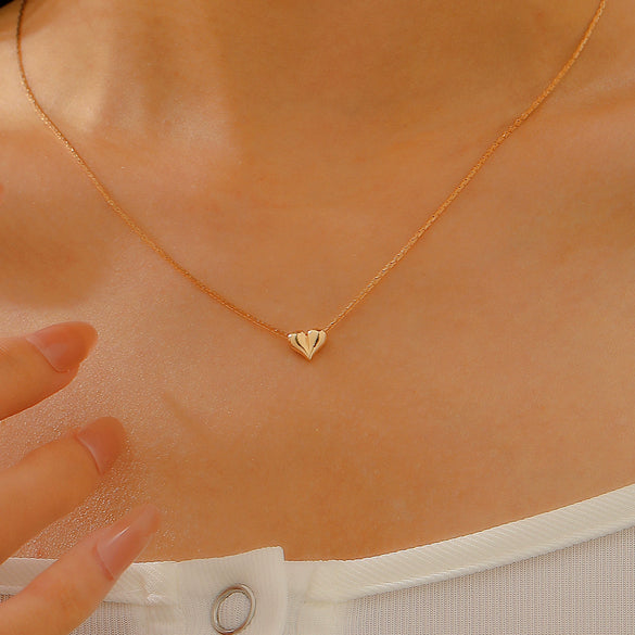 Necklace Copper Heart Shape With Diamonds Ins Style Light Luxury Niche Design For Women