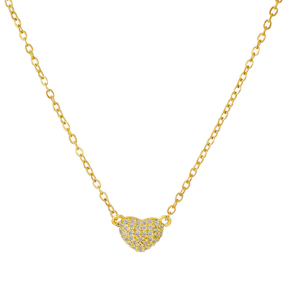 Necklace Copper Heart Shape With Diamonds Ins Style Light Luxury Niche Design For Women