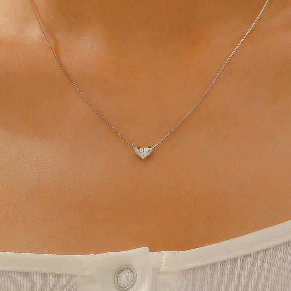 Necklace Copper Heart Shape With Diamonds Ins Style Light Luxury Niche Design For Women