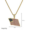 Necklace Copper Hiphop Ins Style American Independence Day Flag Inlaid With Zirconium Twist Chain Electroplating