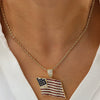 Necklace Copper Hiphop Ins Style American Independence Day Flag Inlaid With Zirconium Twist Chain Electroplating