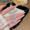 Necklace Copper Imitation White Chalcedony Mixed Gemstone Setting Geometric Zirconia Women's