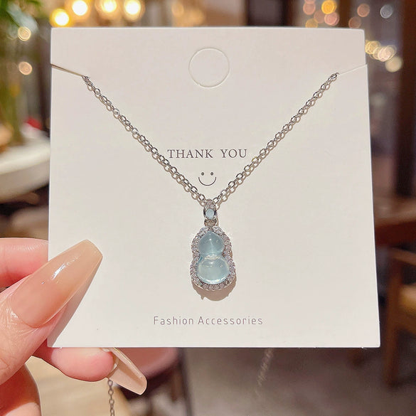 Necklace Copper Imitation White Chalcedony Mixed Gemstone Setting Geometric Zirconia Women's