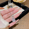 Necklace Copper Imitation White Chalcedony Mixed Gemstone Setting Geometric Zirconia Women's