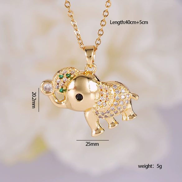 Necklace Copper Inlaid Mixed Gemstone Animal Zodiac Electroplated O Chain