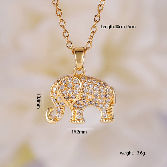 Necklace Copper Inlaid Mixed Gemstone Animal Zodiac Electroplated O Chain