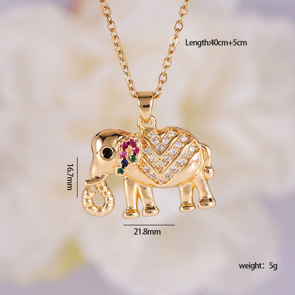 Necklace Copper Inlaid Mixed Gemstone Animal Zodiac Electroplated O Chain