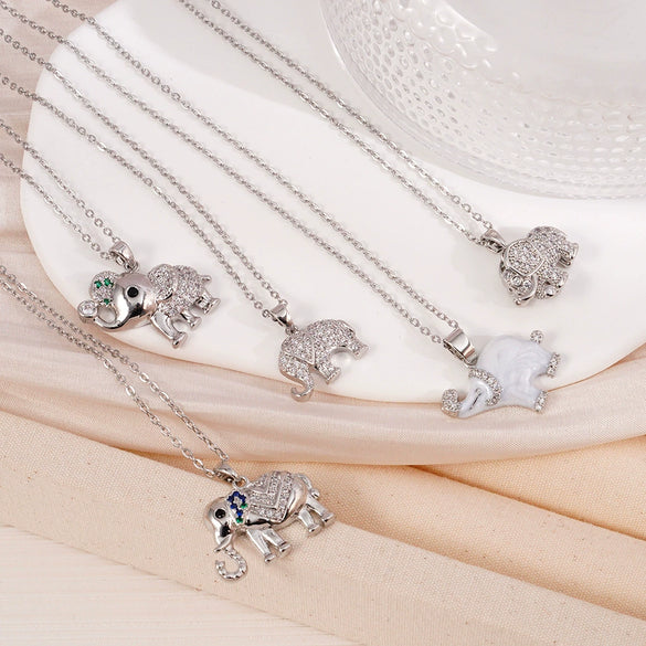 Necklace Copper Inlaid Mixed Gemstone Animal Zodiac Electroplated O Chain