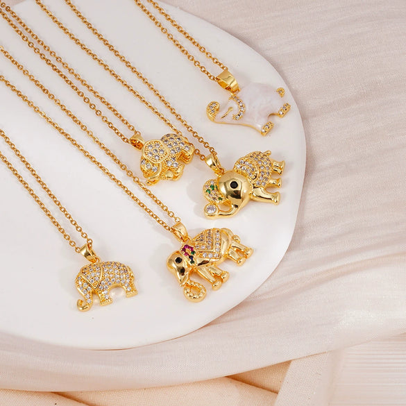 Necklace Copper Inlaid Mixed Gemstone Animal Zodiac Electroplated O Chain