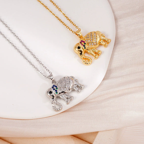 Necklace Copper Inlaid Mixed Gemstone Animal Zodiac Electroplated O Chain
