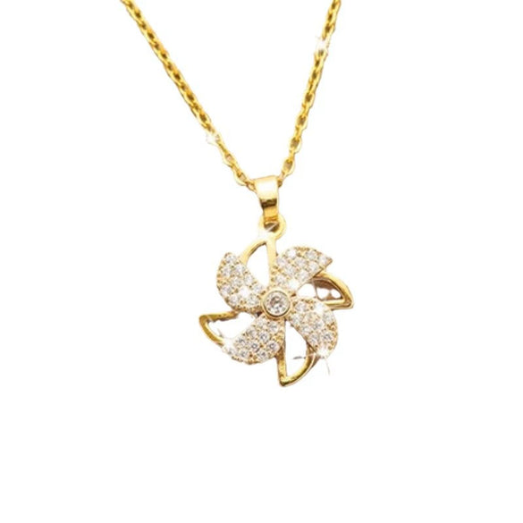 Necklace Copper Inlaid Zircon Four Leaf Clover Pendant With Titanium Steel Chain Electroplating Design For Women