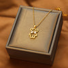 Necklace Copper Inlaid Zircon Four Leaf Clover Pendant With Titanium Steel Chain Electroplating Design For Women