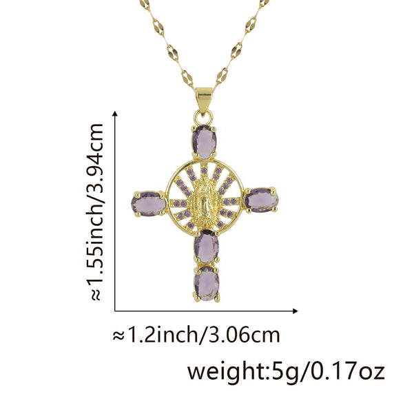 Necklace Copper Inlaid Zircon Geometric Style Diamond Jewelry