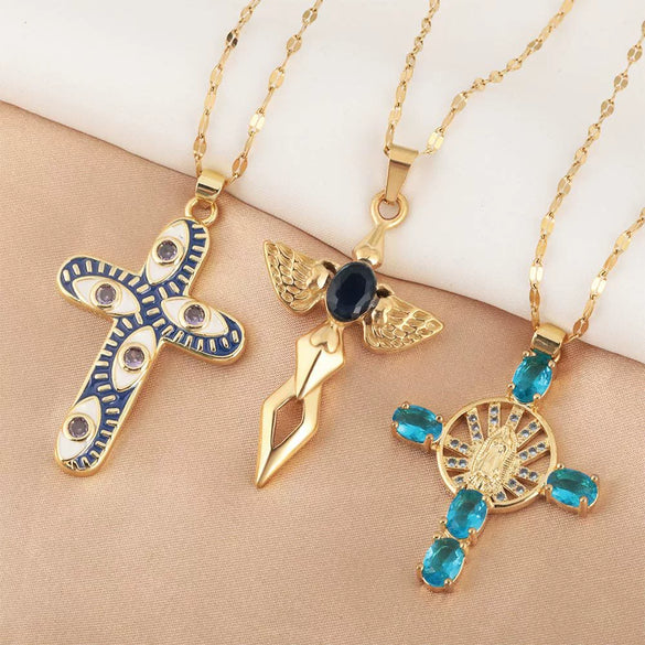 Necklace Copper Inlaid Zircon Geometric Style Diamond Jewelry
