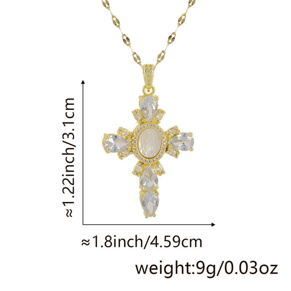 Necklace Copper Inlaid Zircon Geometric Style Diamond Jewelry