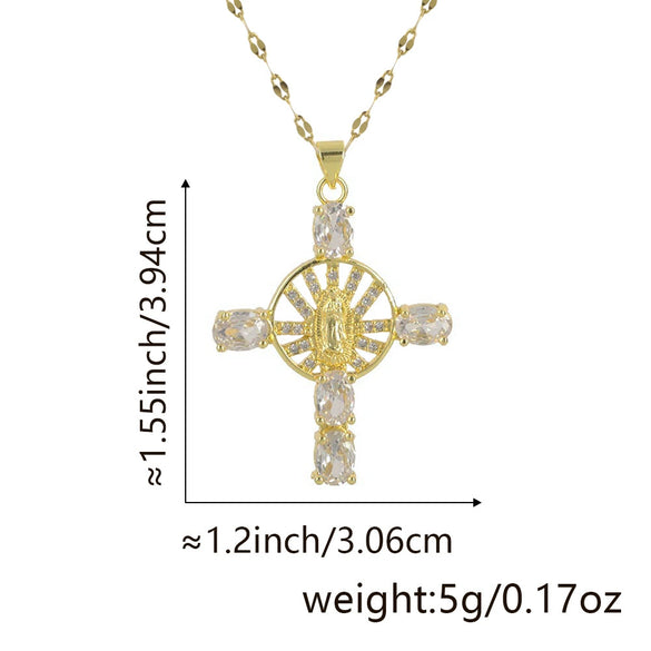 Necklace Copper Inlaid Zircon Geometric Style Diamond Jewelry