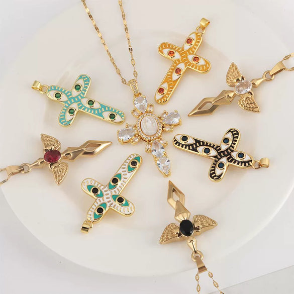 Necklace Copper Inlaid Zircon Geometric Style Diamond Jewelry